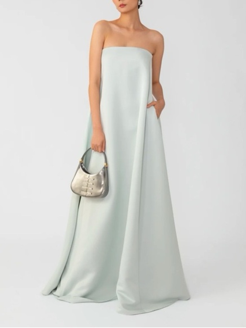 Sau Lee | Heather Strapless Satin Dress In Pale Blue